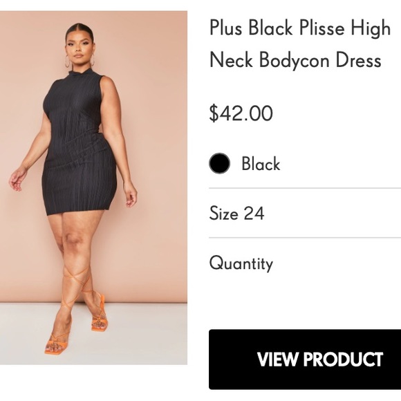 Pretty Little Thing Plus Size Black Plisse High Neck Bodycon Dress - Picture 1 of 4